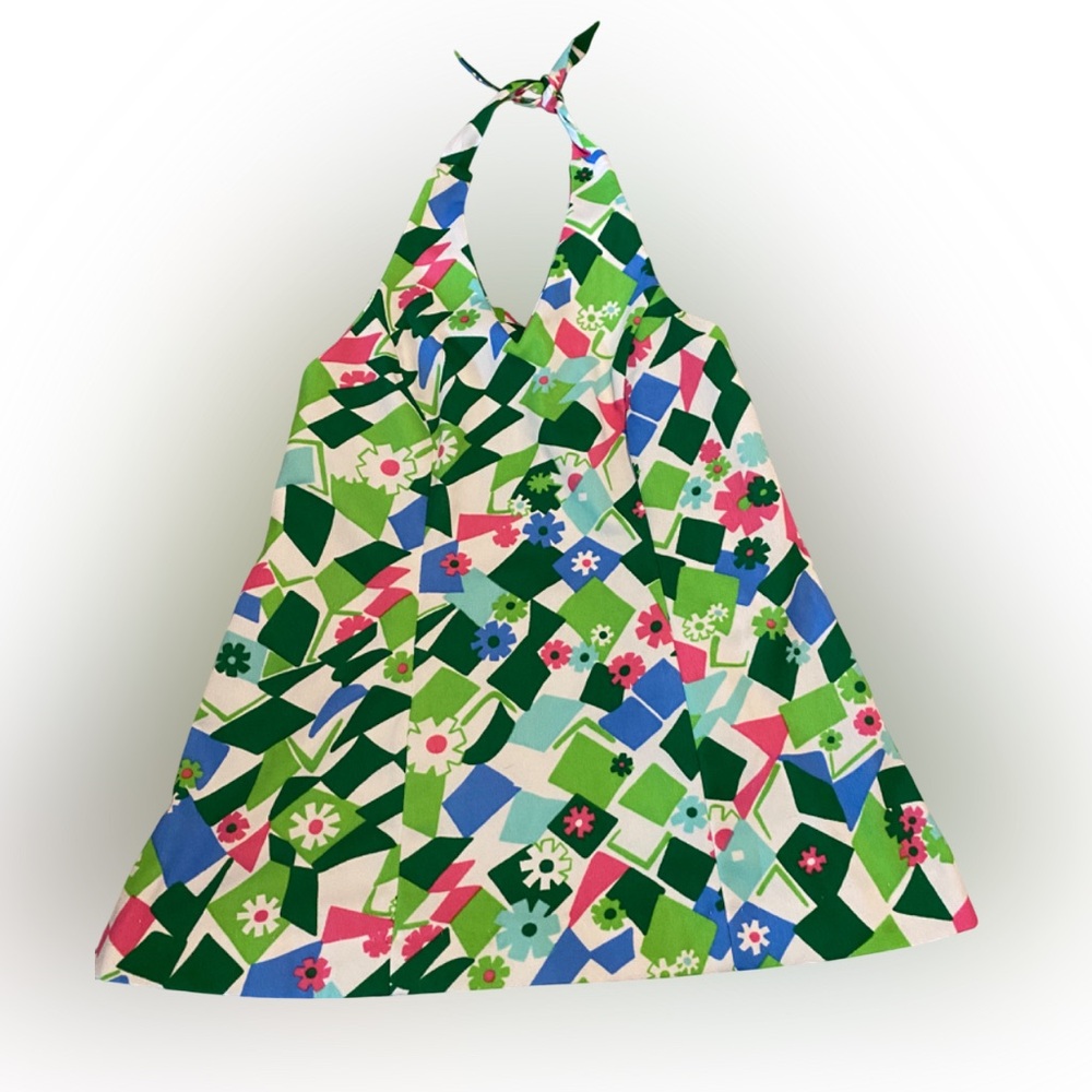 Rare Retro Vintage Groovy 70’s Colorful Geometric Floral Patterned Dress Sz S